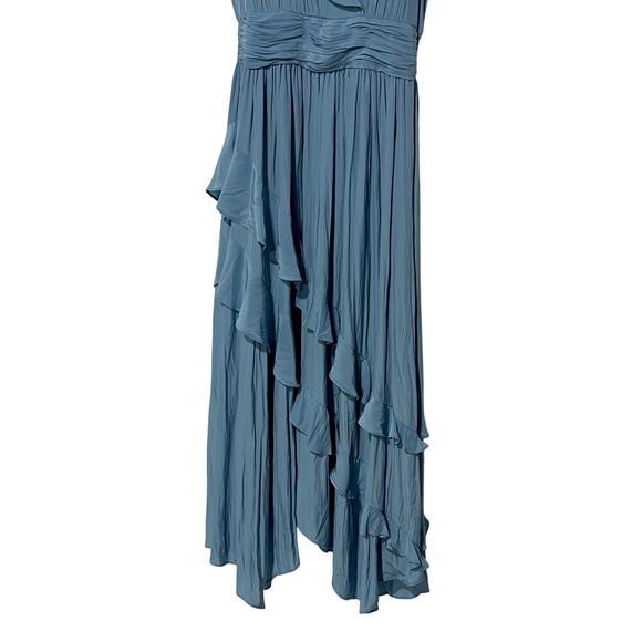 RAMY BROOK WOMENS SIZE SMALL HADLEE RUFFLE MIDI OCCASION DRESS BLUE NEW - Picture 7 of 13